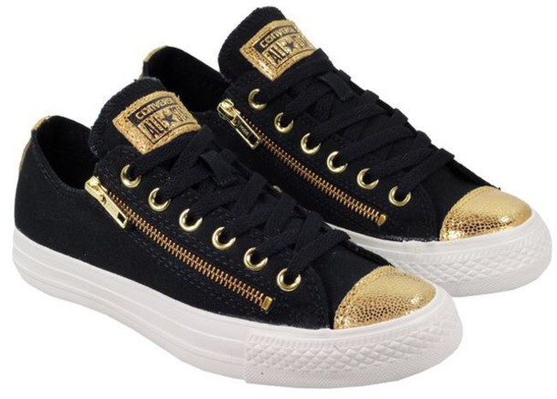 shoes, black gold converse - Wheretoget