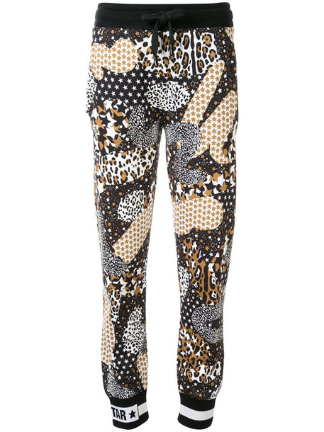Dolce & Gabbana star and leopard print track trousers in brown