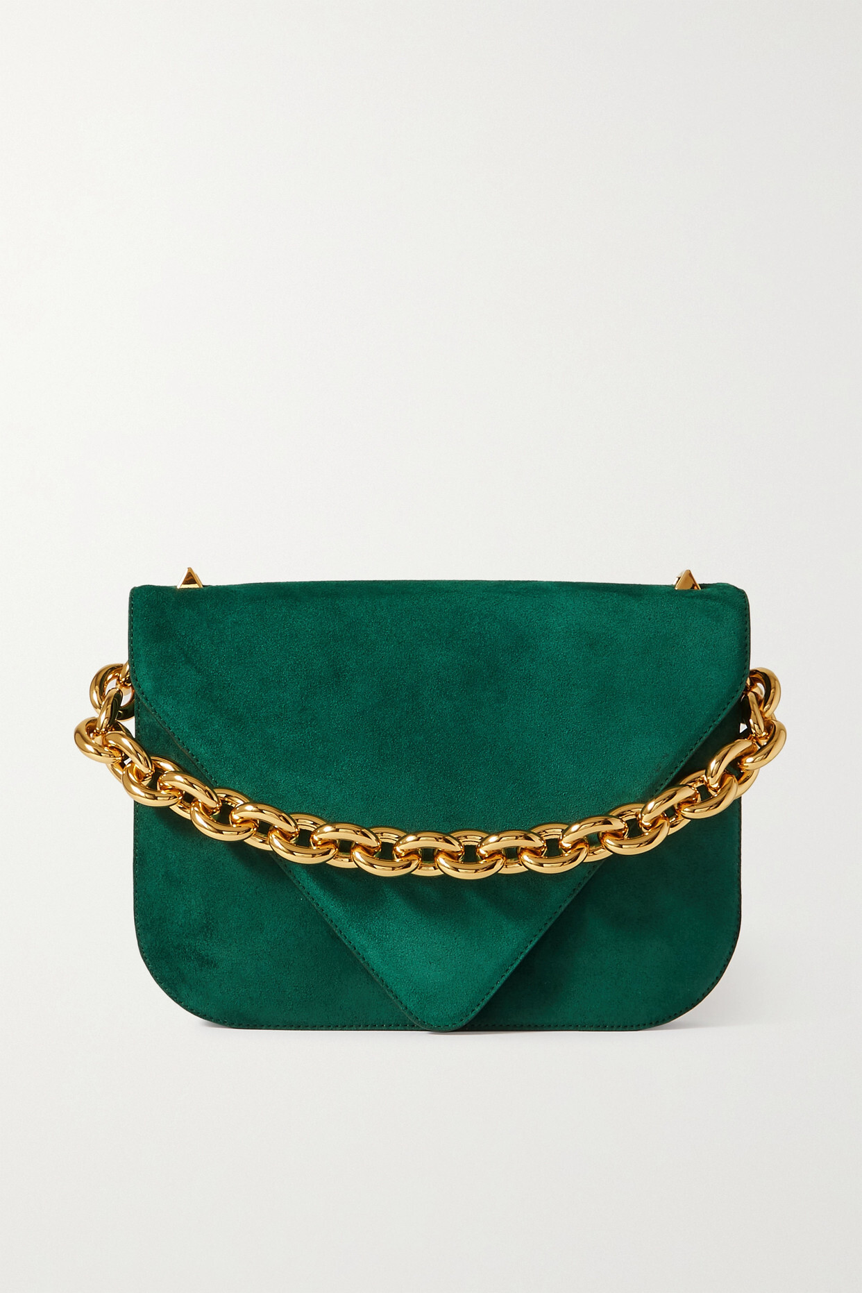Bottega Veneta - Chain Large Suede Shoulder Bag - Green
