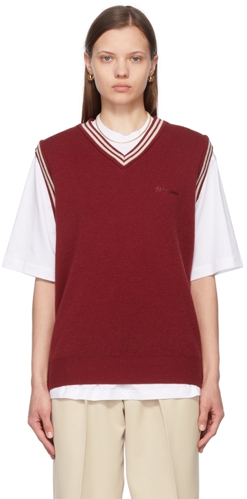 Manors Golf Red Wool & Acrylic Vest in burgundy