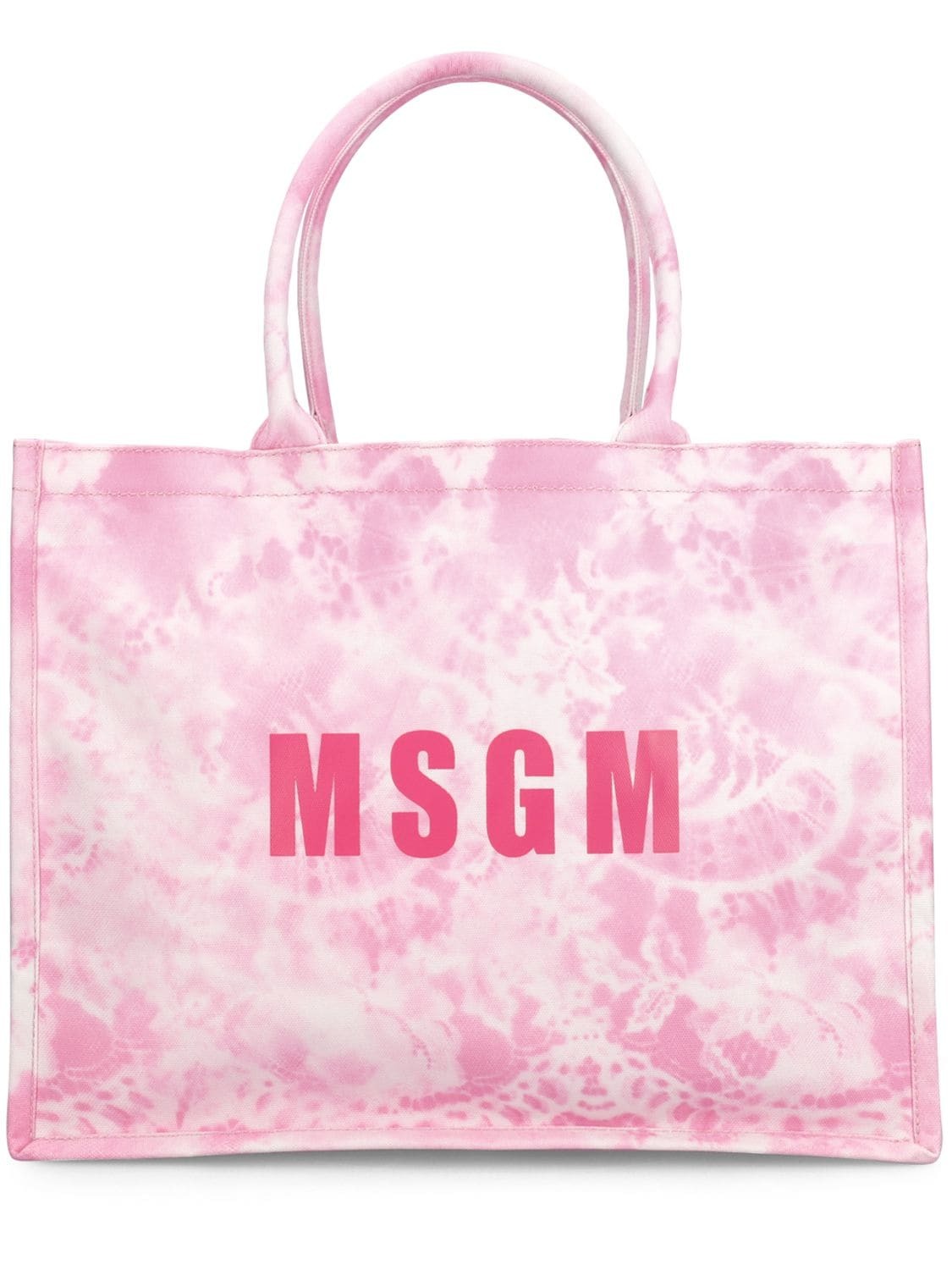MSGM Large Tie Dye Canvas Tote Bag in pink