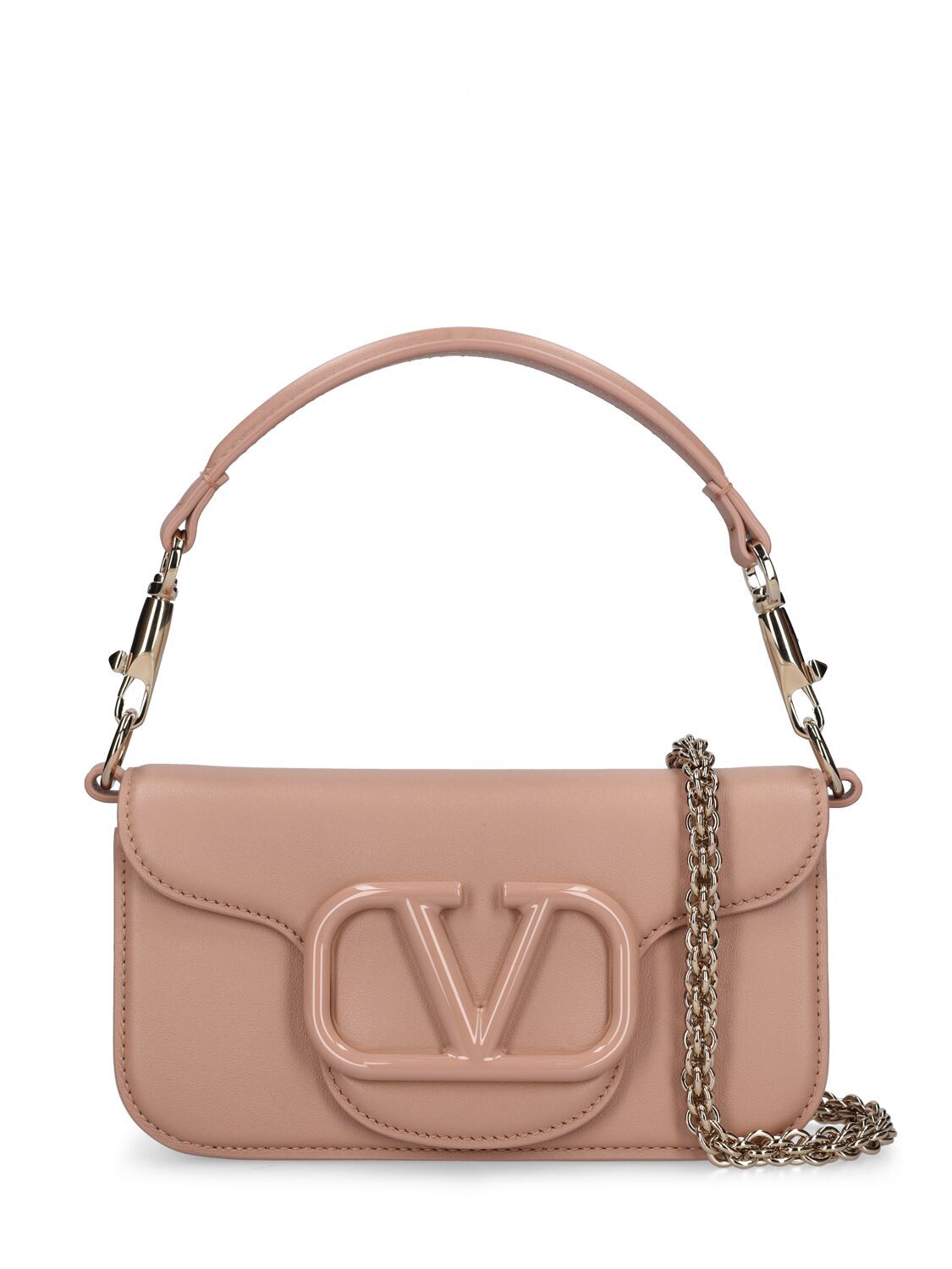VALENTINO GARAVANI Small Locò Leather Top Handle Bag in rose