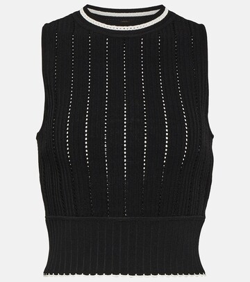 victoria beckham sleeveless crochet top in black