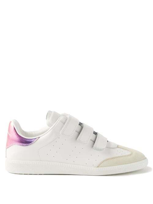 Isabel Marant - Beth Velcro-strap Leather And Suede Trainers - Womens - Pink White