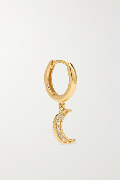 ANDREA FOHRMAN - Crescent 18-karat Gold Diamond Hoop Earring - one size