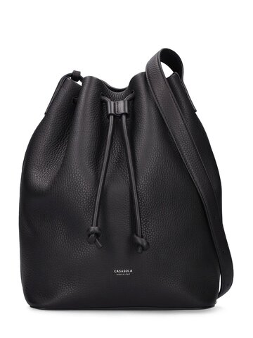 CASASOLA Large Leather Bucket Bag in black