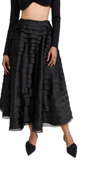 Aje Amour Ruffle Midi Skirt in black