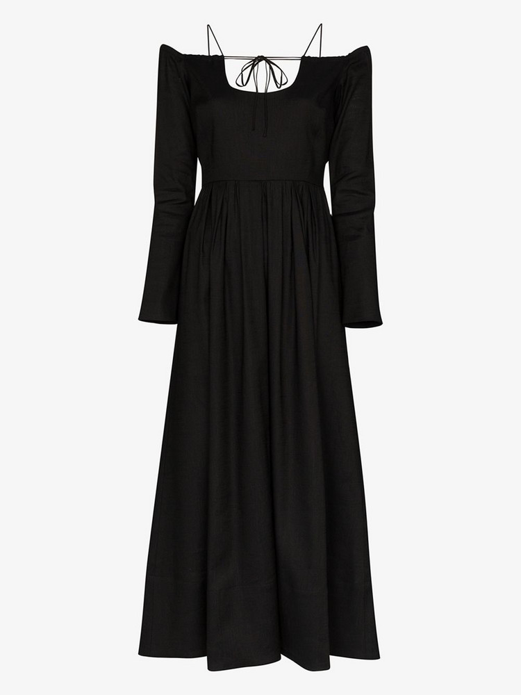 By Any Other Name long off-the-shoulder dress in black