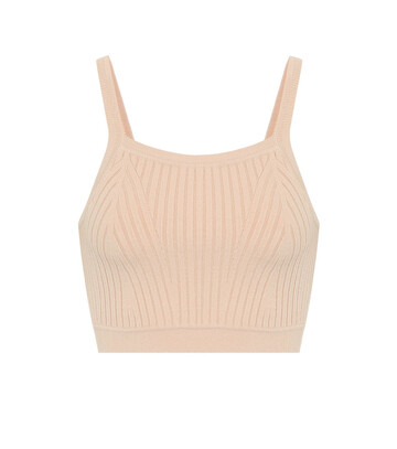 Live The Process Ribbed-knit crop top in beige