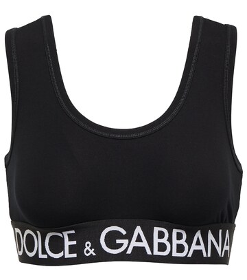 dolce&gabbana logo cotton-blend sports bra in black