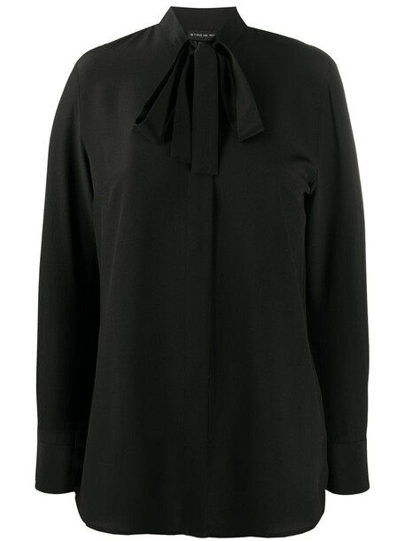 Etro tie-neck crepe blouse in black