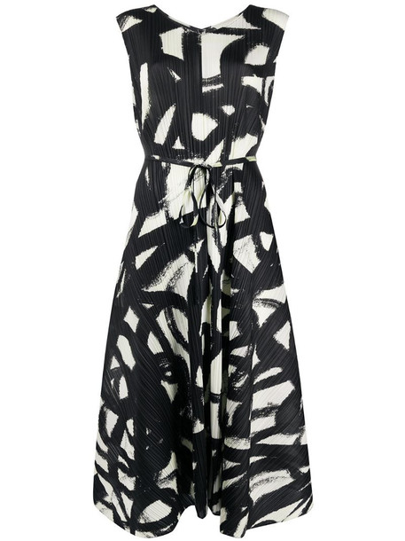 Pleats Please Issey Miyake graphic print pleated dress in black