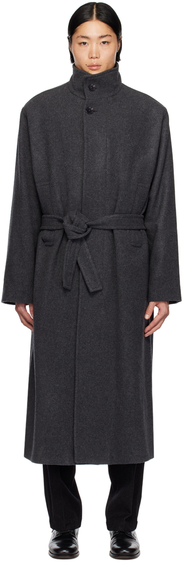 lemaire gray belted coat in grey