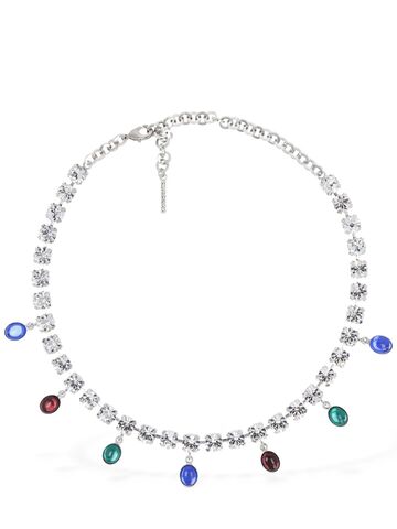 alessandra rich crystal necklace w/ pendants in multi