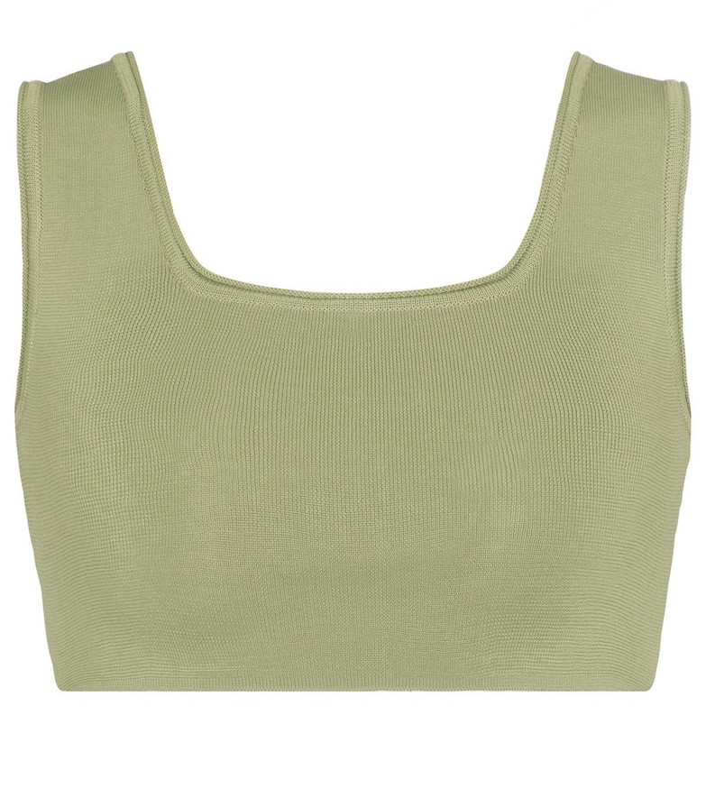 Low classic Ribbed-knit crop top in green