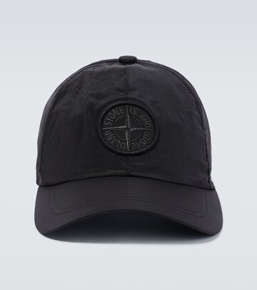stone island logo embroidered baseball cap in black
