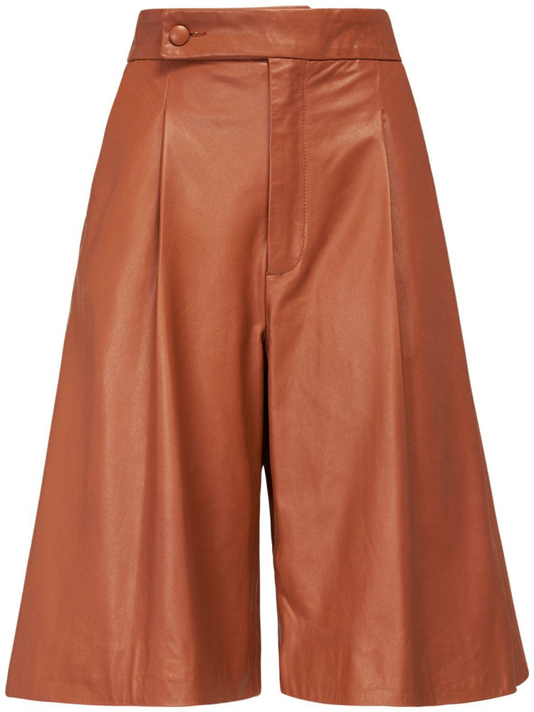 NYNNE Maud Leather Bermuda Shorts in camel