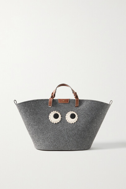 Anya Hindmarch - Eyes Leather-trimmed Felt Tote - Gray