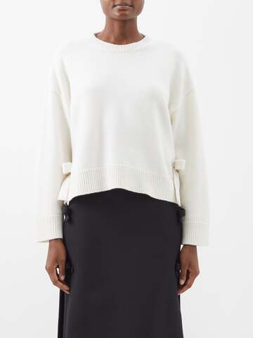 valentino - bow-embellished wool sweater - womens - ivory
