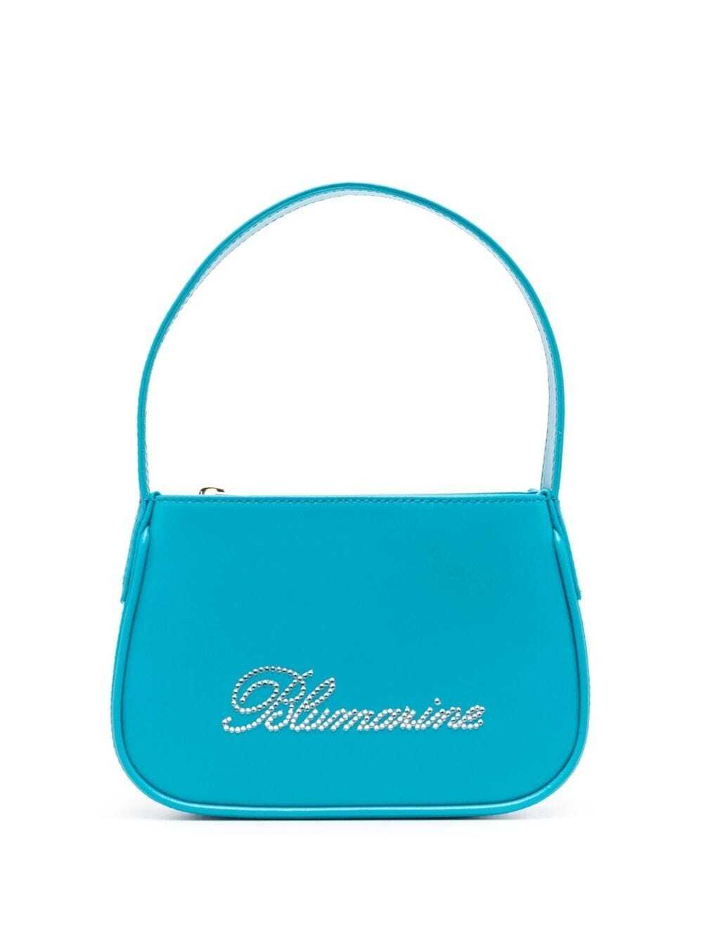 Blumarine crystal-logo leather handbag - Blue