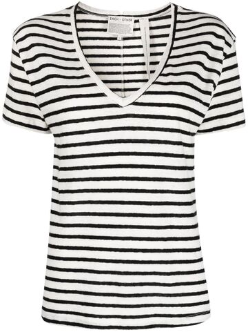 each x other striped v-neck t-shirt - white