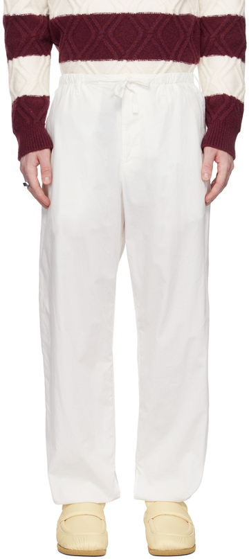 dries van noten off-white drawstring trousers
