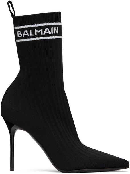 Balmain Black Knit Skye Boots in noir