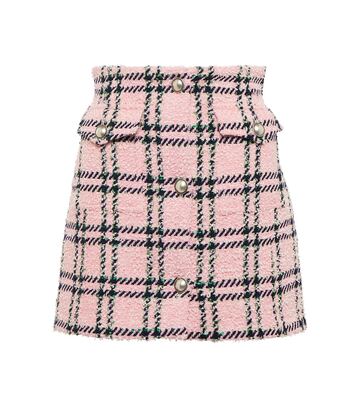 alessandra rich sequined checked bouclé miniskirt in pink