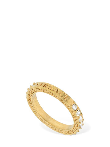 VERSACE Logo Crystal Ring in gold