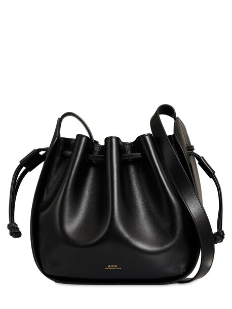 A.P.C. Courtney Small Leather Bucket Bag in black