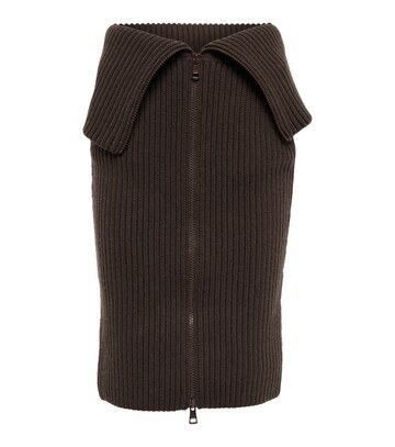 tod's wool and cashmere skirt in brown