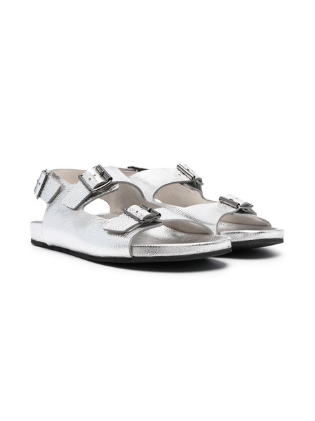 Gallucci Kids TEEN double buckle strap sandals - Silver