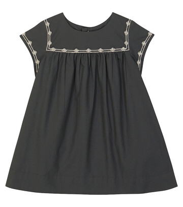 Bonpoint Baby embroidered cotton dress in grey