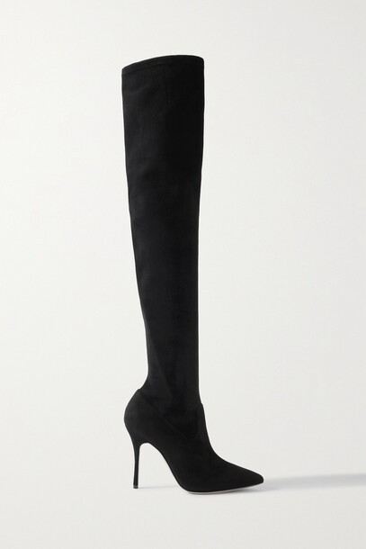 Manolo Blahnik - Pascalarehi 105 Suede Over-the-knee Boots - Black