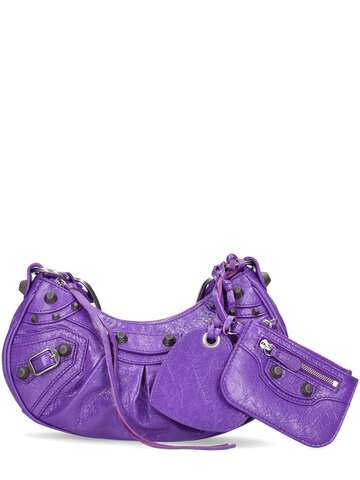 balenciaga xs le cagole leather shoulder bag in purple