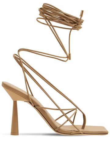 GIA X RHW 100mm Rosie 6 Rubberized Lace-up Sandals in beige