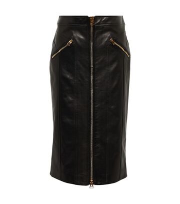 Tom Ford Leather midi skirt in black