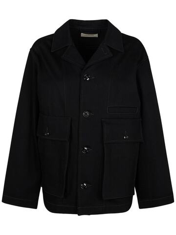 lemaire boxy fit cotton jacket in black