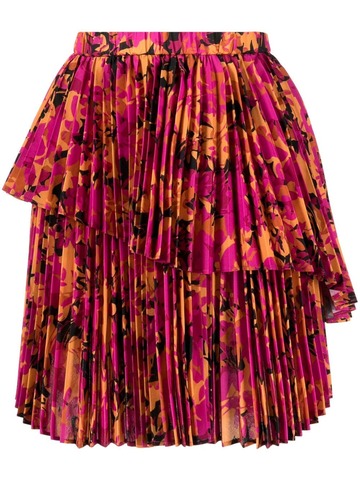 acler flower-print pleated skirt - pink