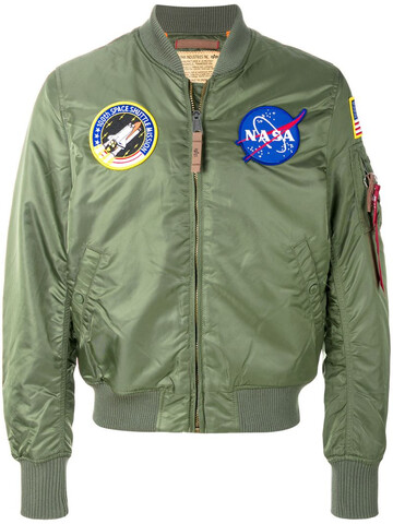 Alpha Industries badge bomber jacket in green
