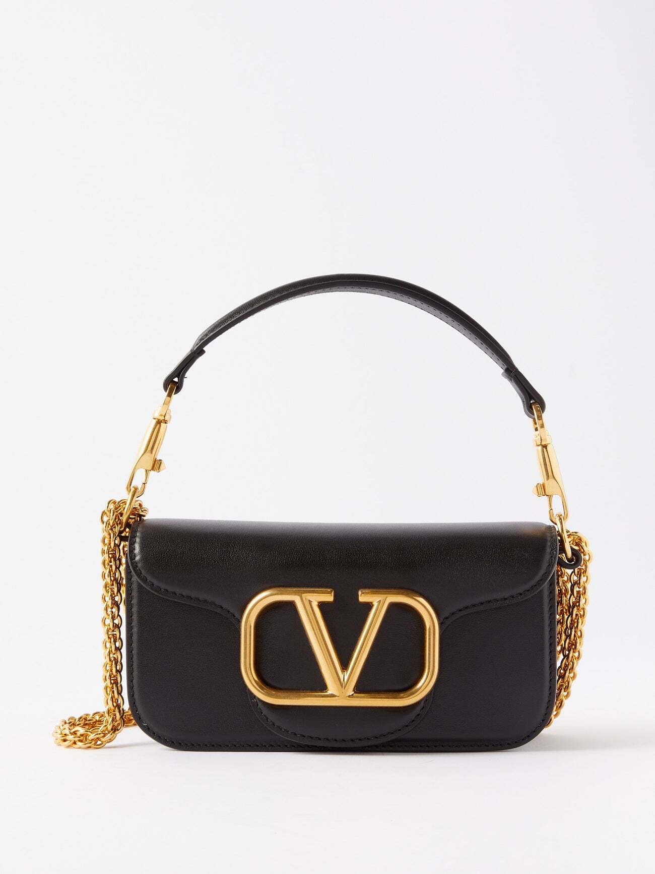 Valentino Garavani - Locò V-logo Leather Shoulder Bag - Womens - Black