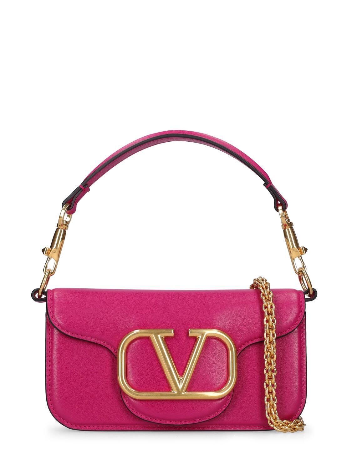 VALENTINO GARAVANI Sm Locò Leather Shoulder Bag in rose / violet