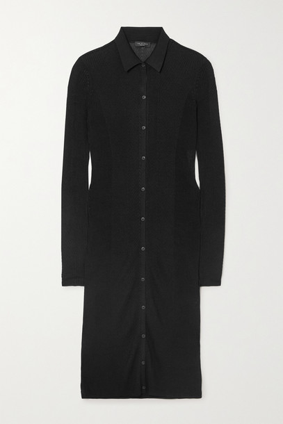 RAG & BONE - Pacey Ribbed-knit Midi Dress - Black