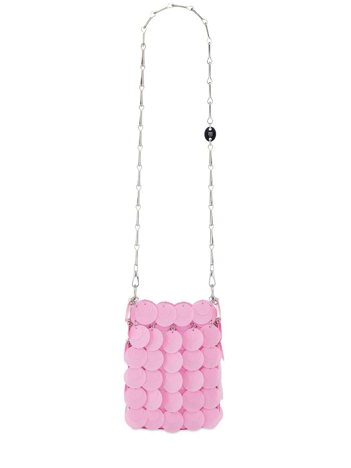 PACO RABANNE Mini Sparkle Oversize Sequined Bag in pink