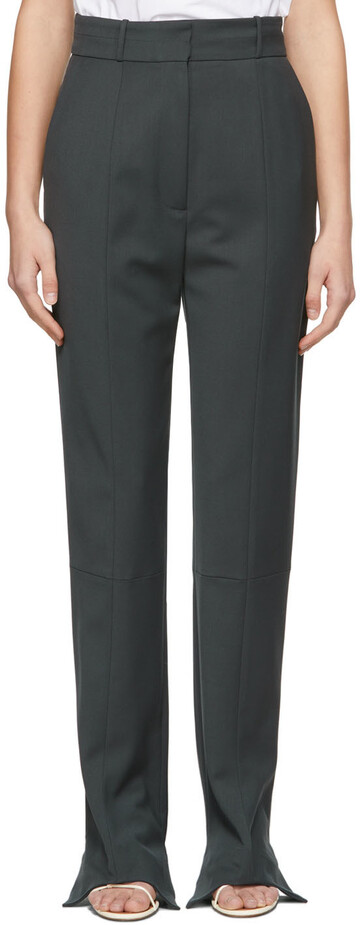 LOW CLASSIC Navy Slim-Fit Wool Trousers in blue / green