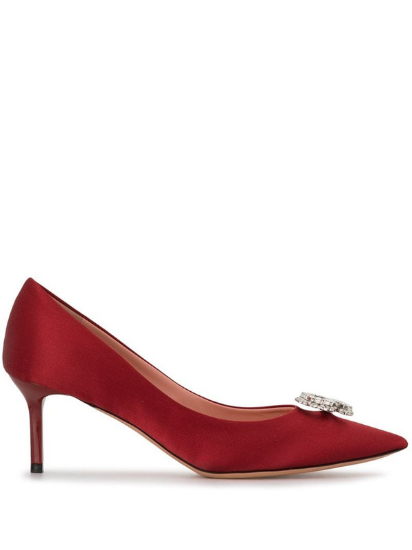 Rochas R-crystal satin pumps in red