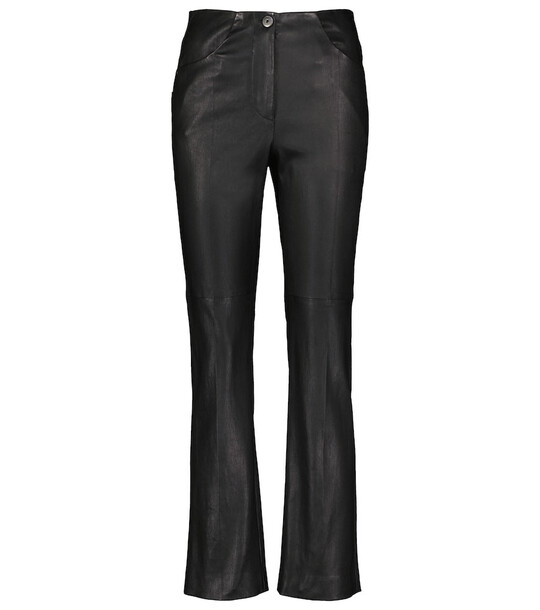 Brunello Cucinelli High-rise leather bootcut pants in black
