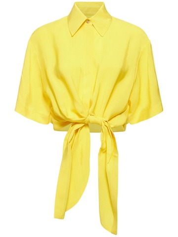 ROSIE ASSOULIN Fluid Viscose Tie-up Shirt in yellow