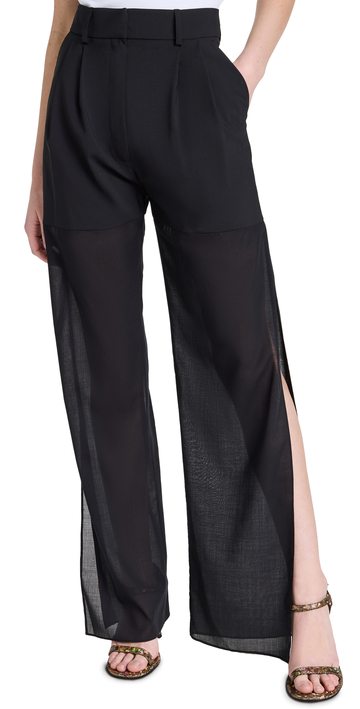 A.W.A.K.E. MODE Wide Leg Pants with See Through Bottom A in black