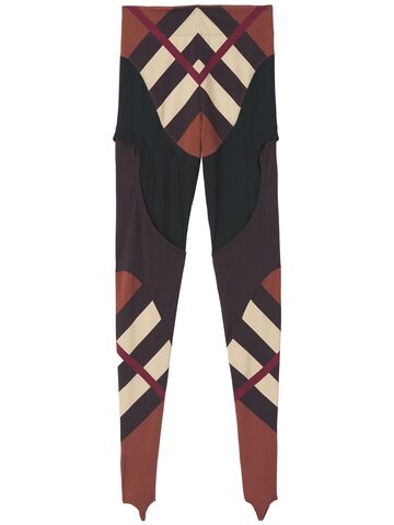 BURBERRY Tully Check Print Jersey Leggings in brown